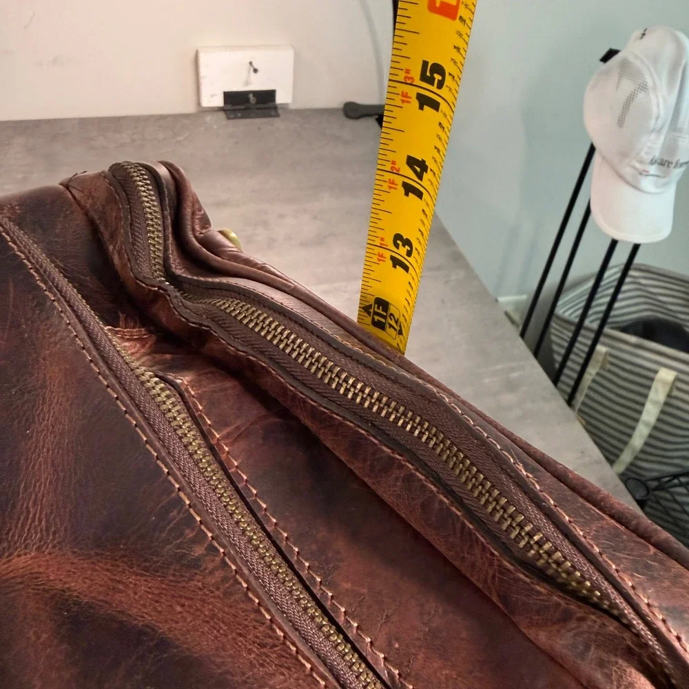 Denver Leather Craft Buffalo Duffel Large Brown Distressed Travel Weekend Bag